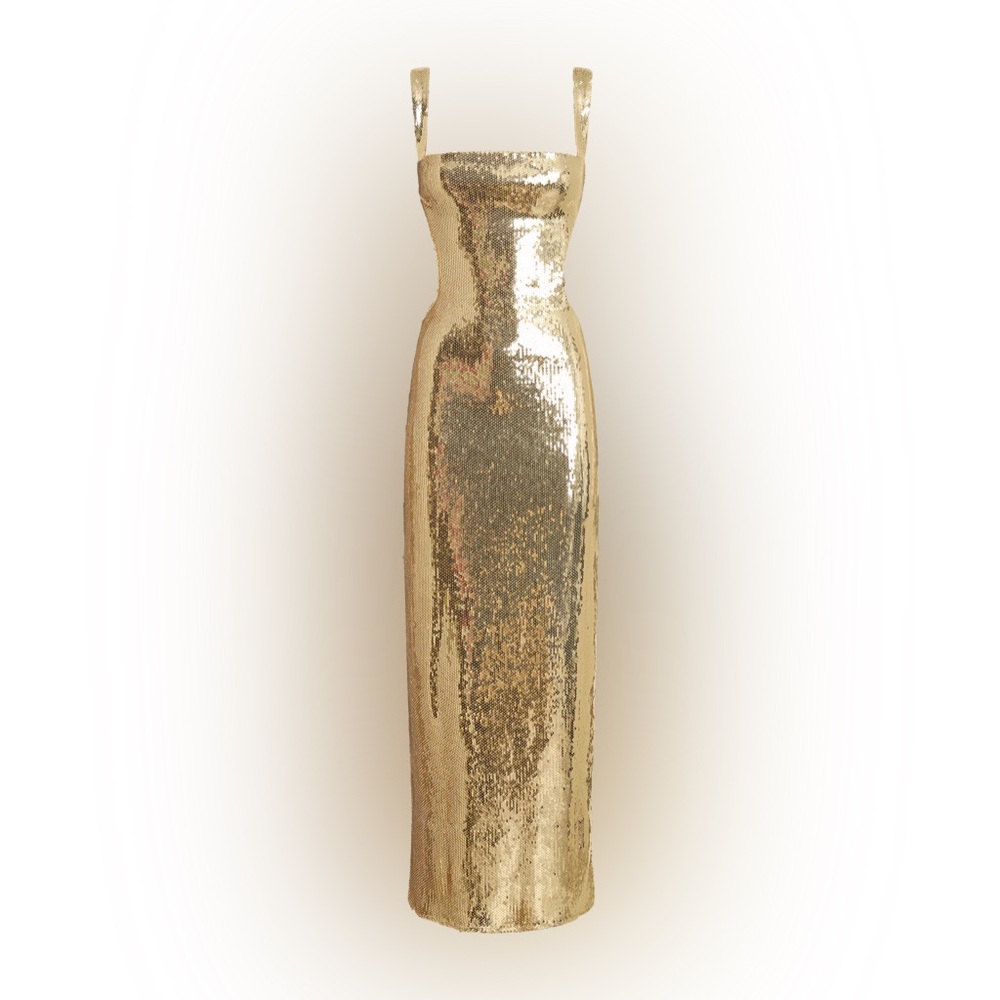 Meshki Adoria Sequin Cut Out Maxi Dress - Gold